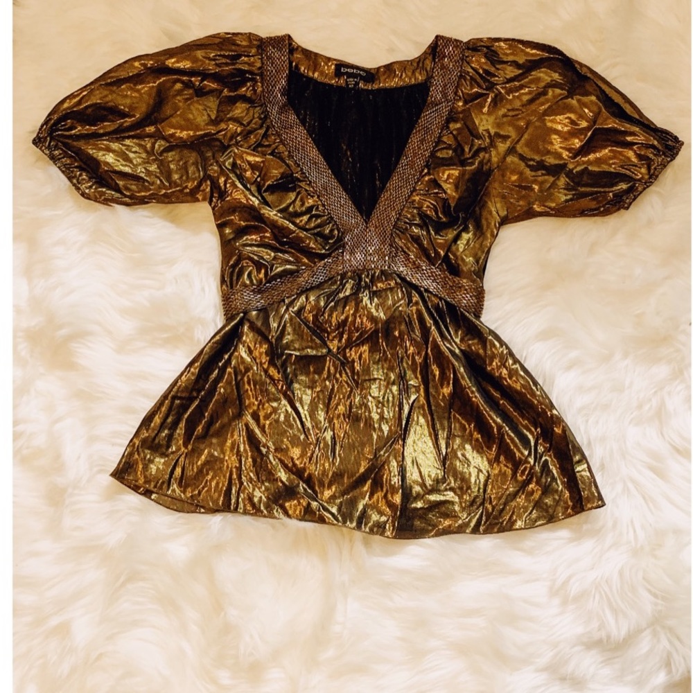 Bebe Metallic Gold Blouse
